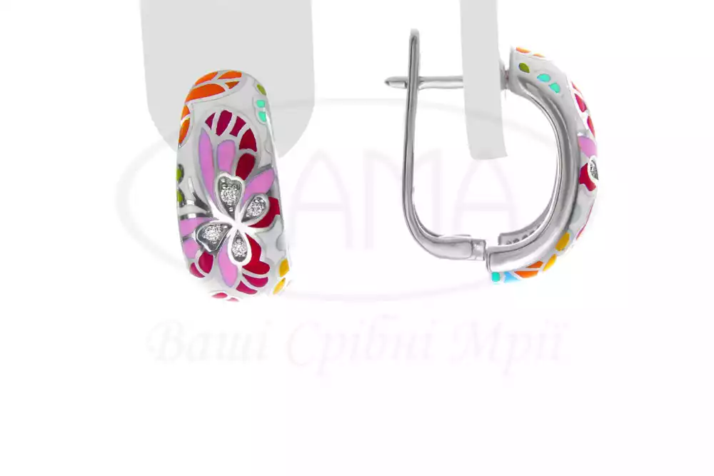 Сережки срібні з Емаллю фото 1