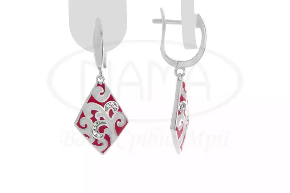 Сережки срібні з Емаллю фото 1