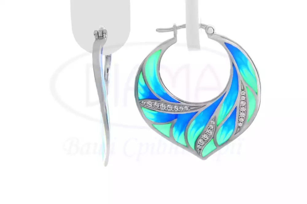 Серекжки срібні з Емаллю фото 1