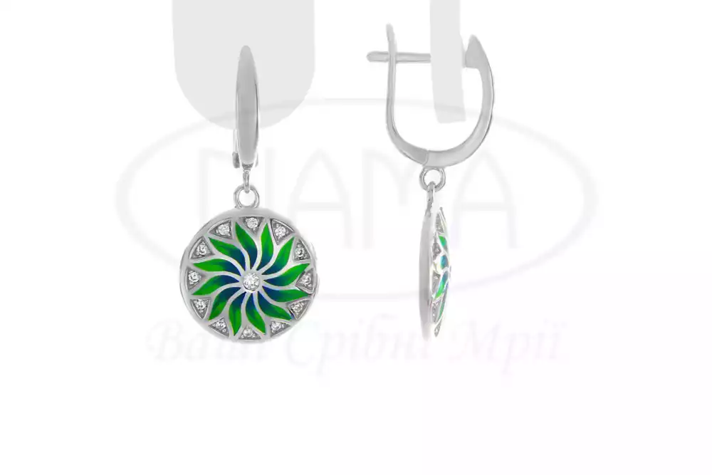 Сережки срібні з Емаллю фото 1