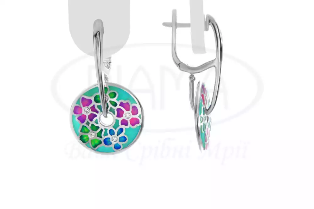 Сережки срібні з Емаллю фото 1