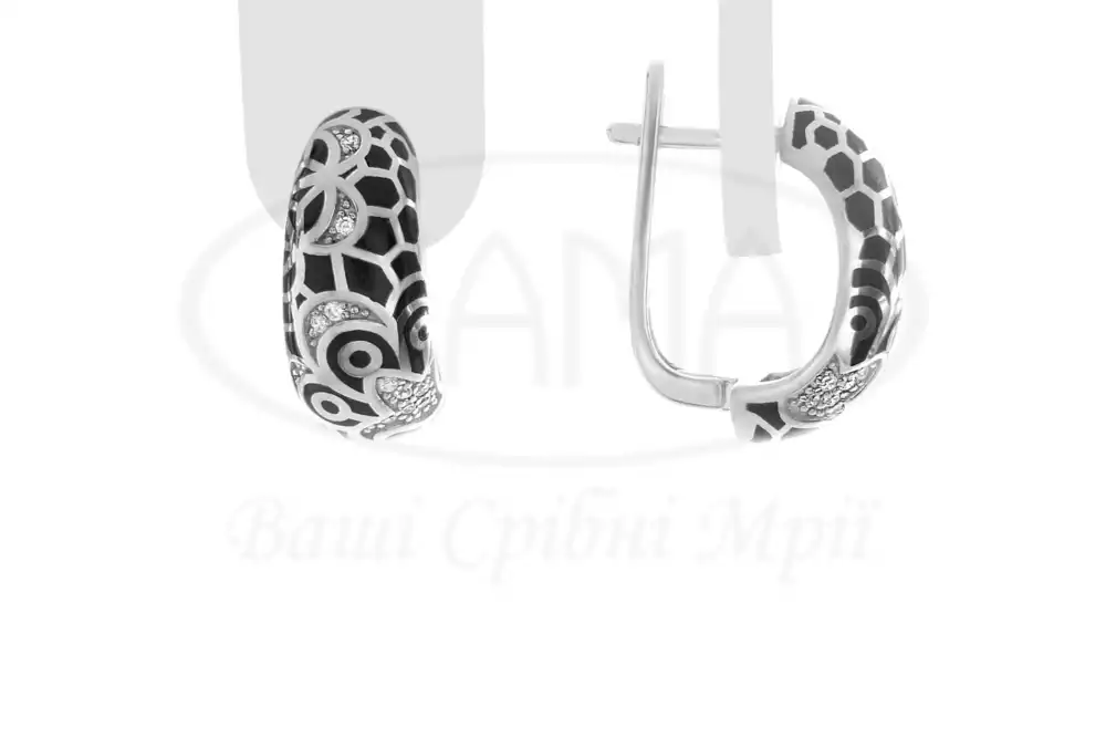 Сережки срібні з Емаллю фото 1