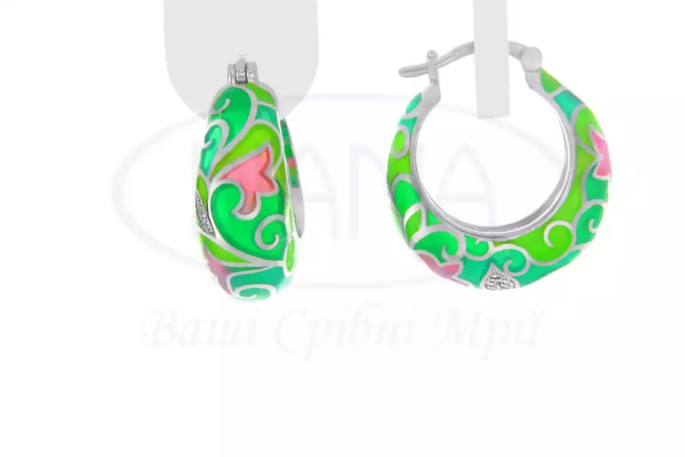 Сережки срібні з Емаллю фото 1