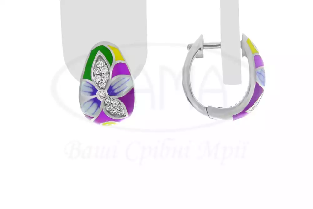 Сережки срібні з Емаллю фото 1