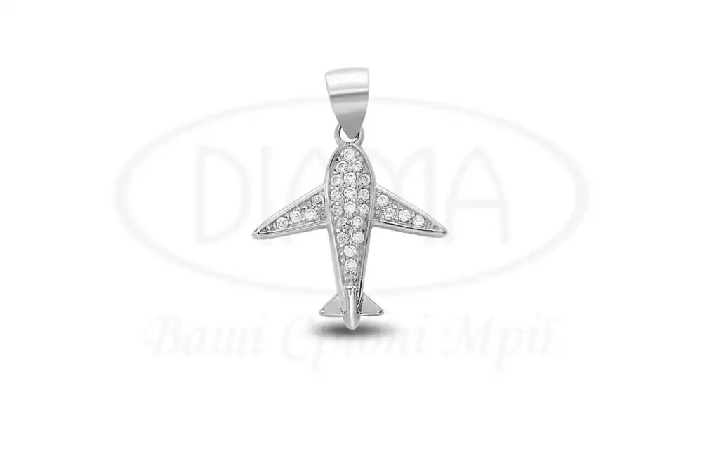 Срібна підвіска "Літак" фото 1