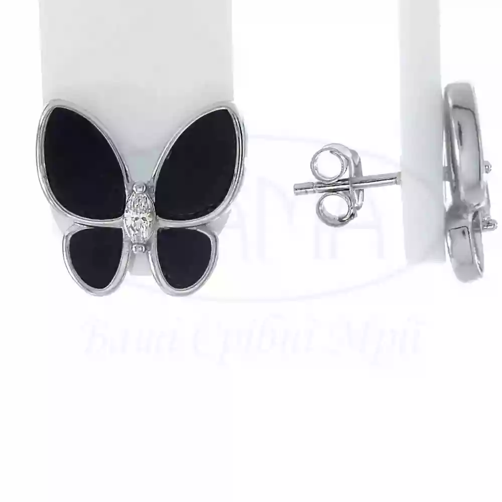 Сережки срібні з Оніксом фото 1