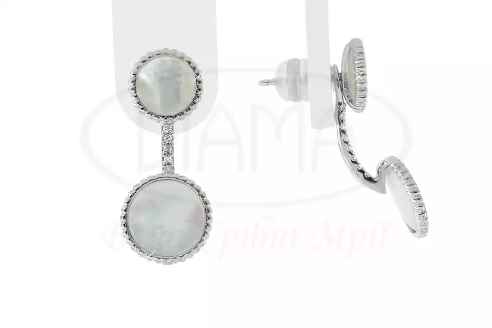 Сережки срібні з Перламутром фото 1