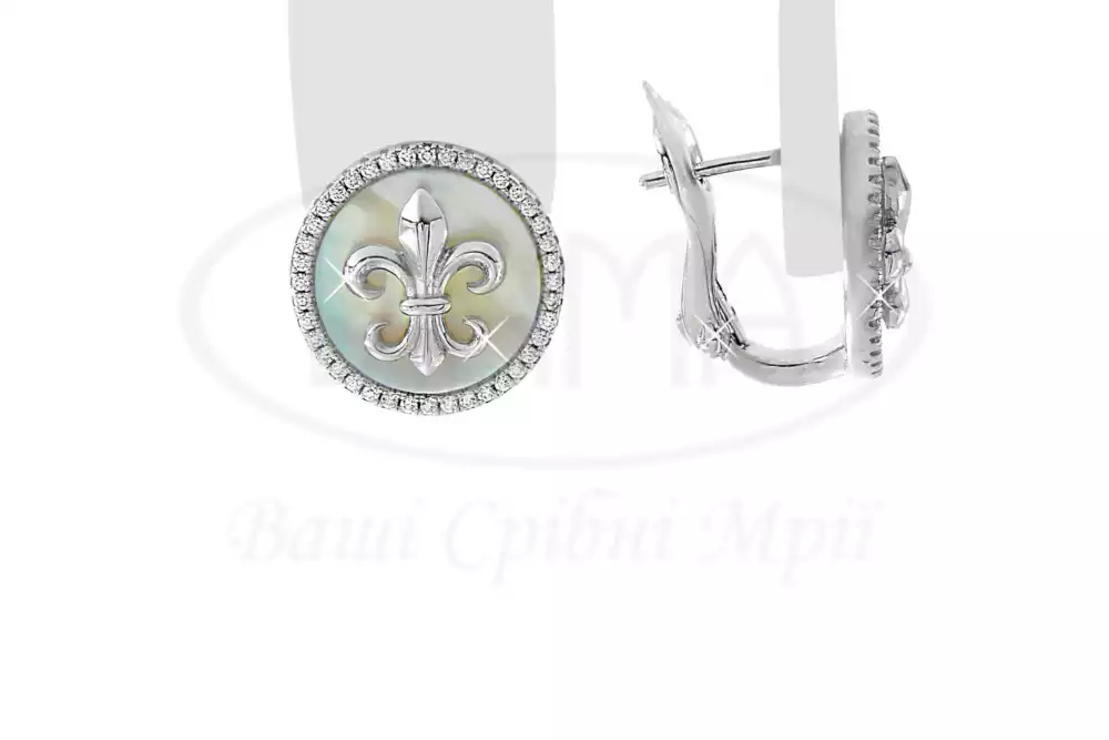 Сережки срібні з Перламутром фото 1