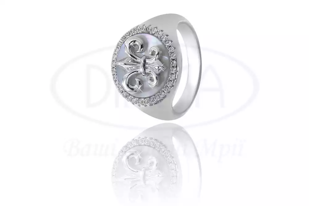 Каблучка срібна з Перламутром фото 1