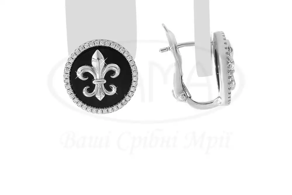 Сережки срібні з Оніксом фото 1