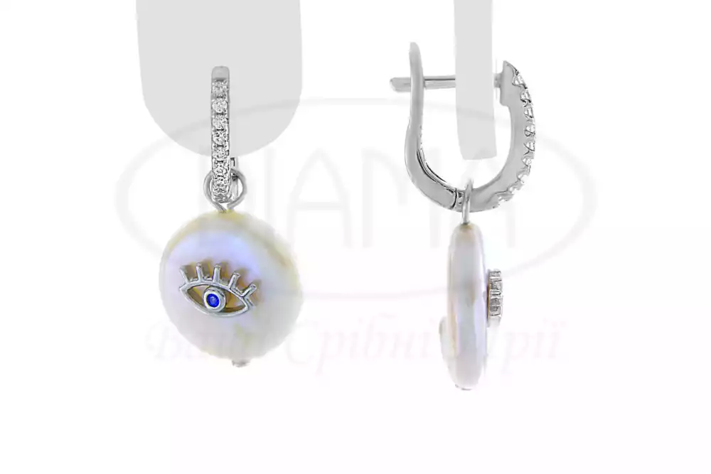 Сережки срібні з Перламутром фото 1