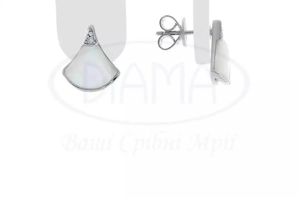 Сережки срібні з Перламутром фото 1