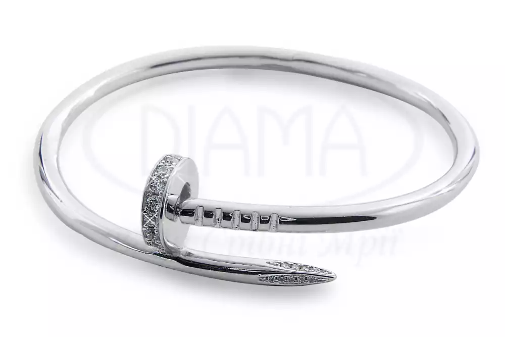 Браслет срібний "Цвях" з цирконом фото 2