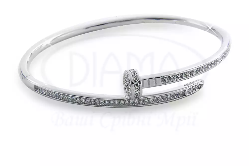 Браслет срібний "Цвях" з цирконом фото 1