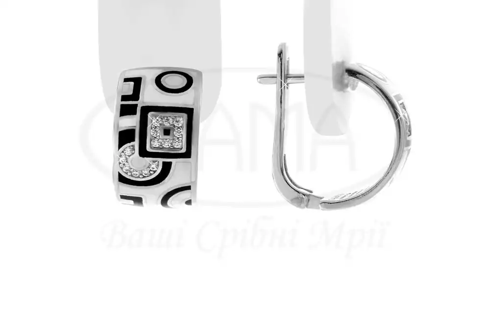 Сережки срібні з Емаллю фото 1