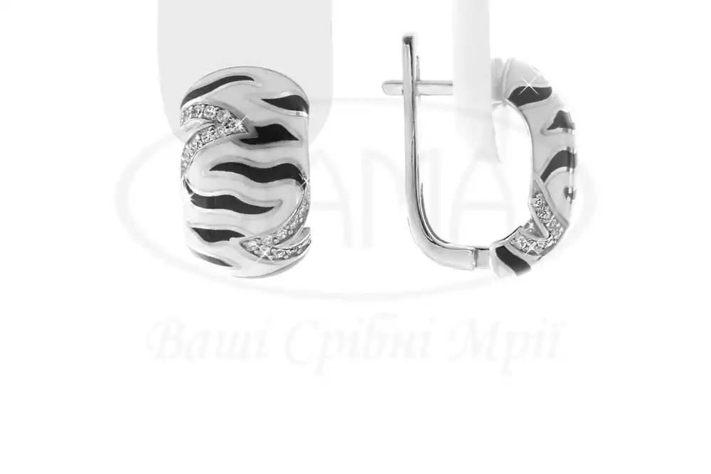 Сережки срібні з Емаллю фото 1