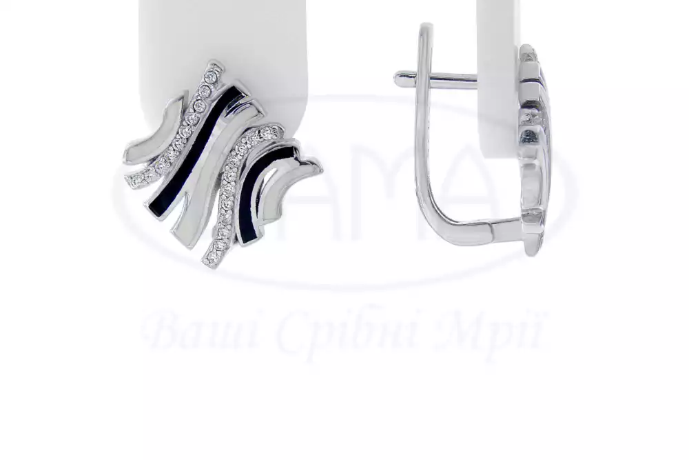 Сережки срібні з Емаллю фото 1