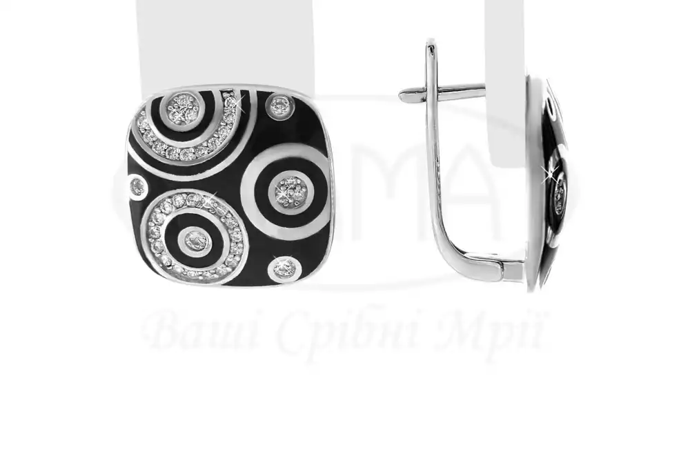 Сережки срібні з Емаллю фото 1