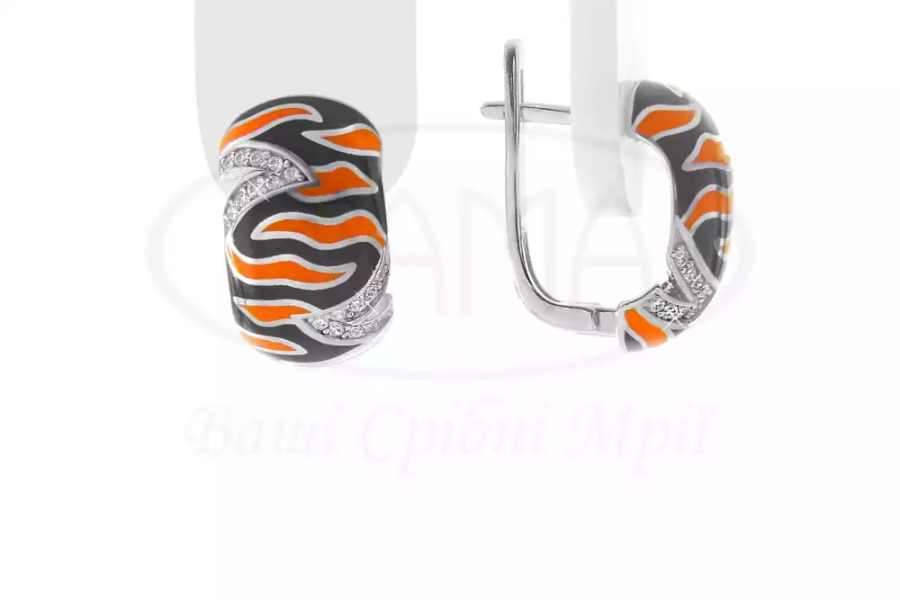 Сережки срібні з Емаллю фото 1