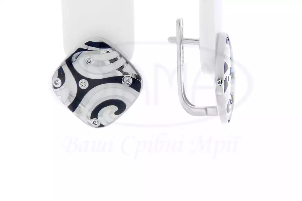 Сережки срібні з Емаллю фото 1