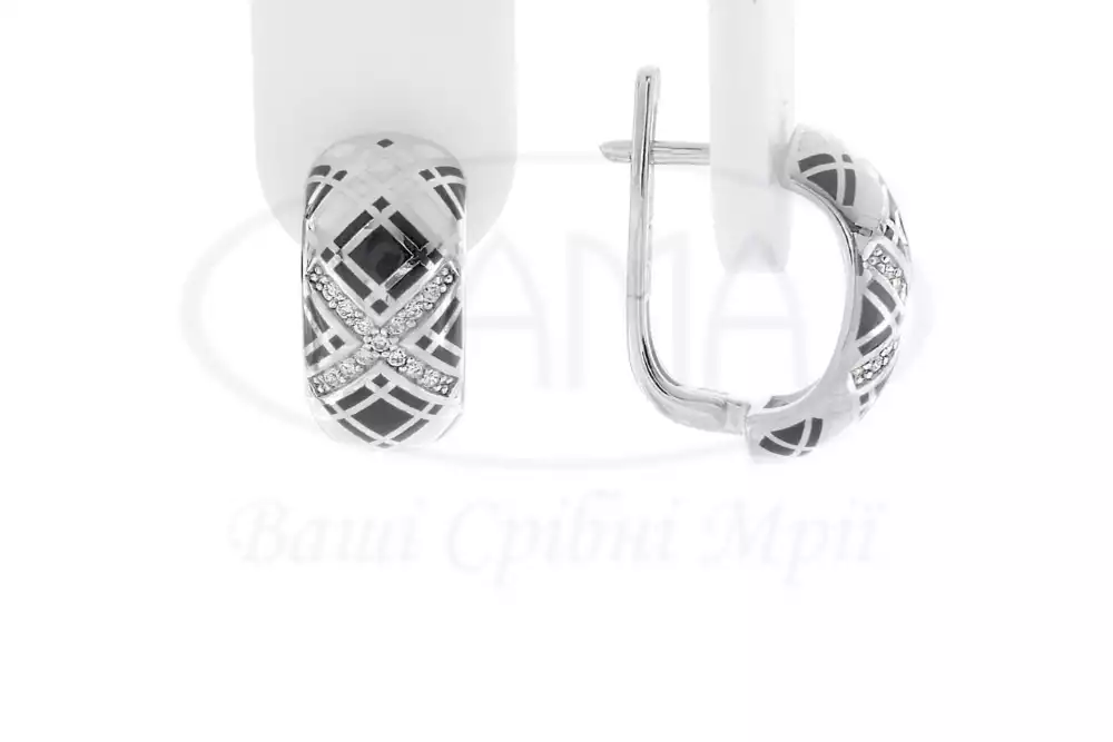 Сережки срібні з Емаллю фото 1