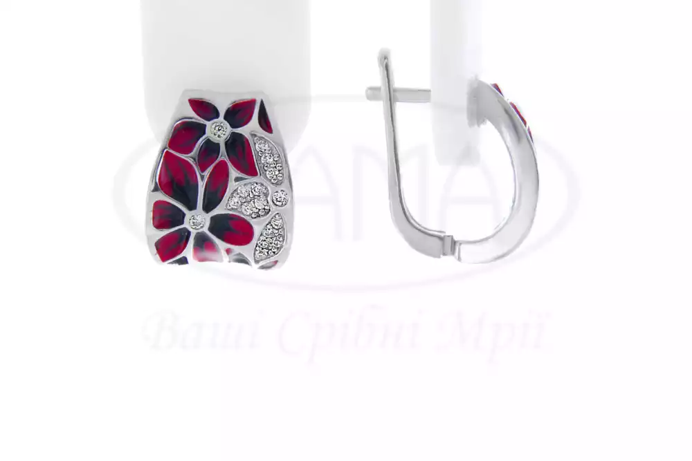 Сережки срібні з Емаллю фото 1