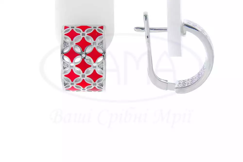 Сережки срібні з Емаллю фото 1