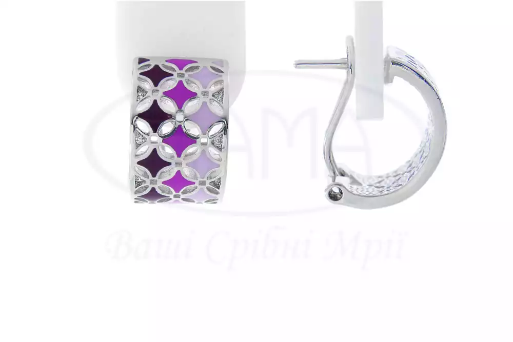 Сережки срібні з Емаллю фото 1