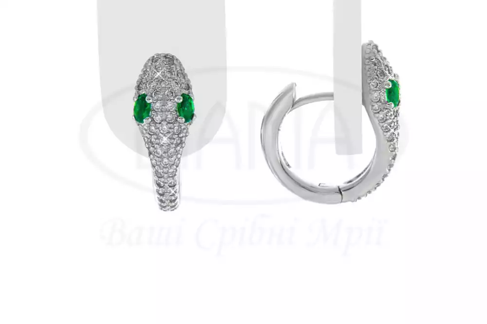 Сережки срібні "Змія" фото 1