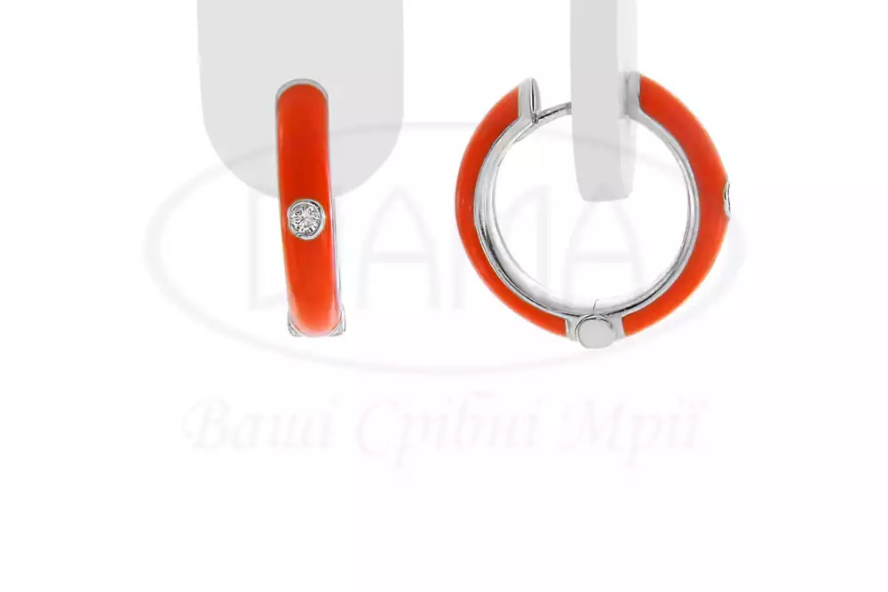 Сережки срібні з емаллю фото 1