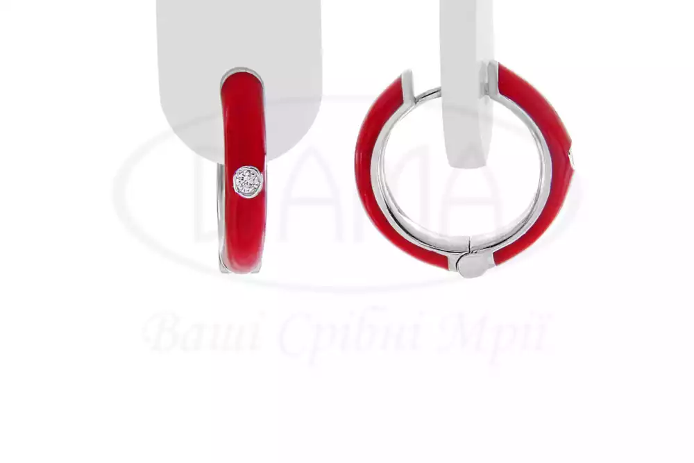 Сережки срібні з емаллю фото 1