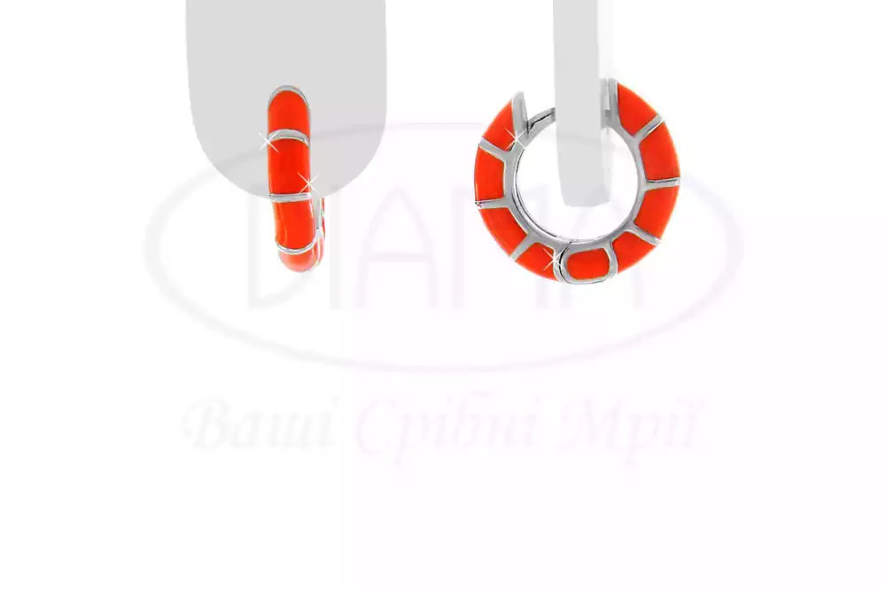 Сережки срібні з емаллю фото 1