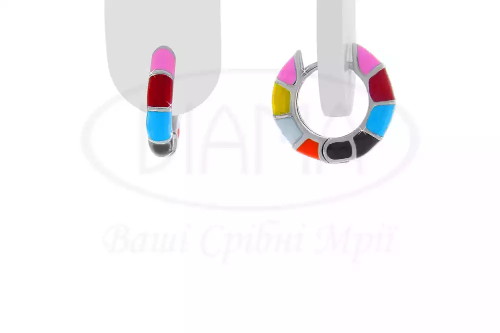 Сережки срібні з емаллю фото 1