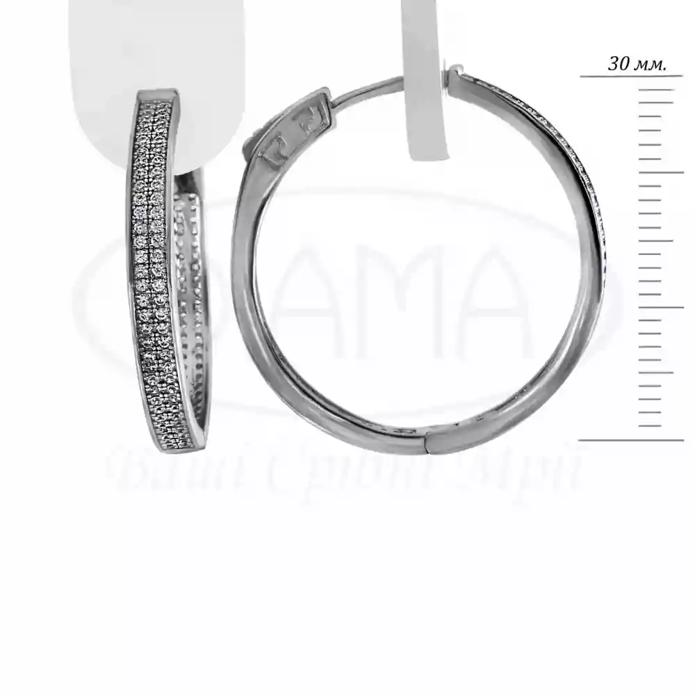 Сережки круглі з цирконом фото 1