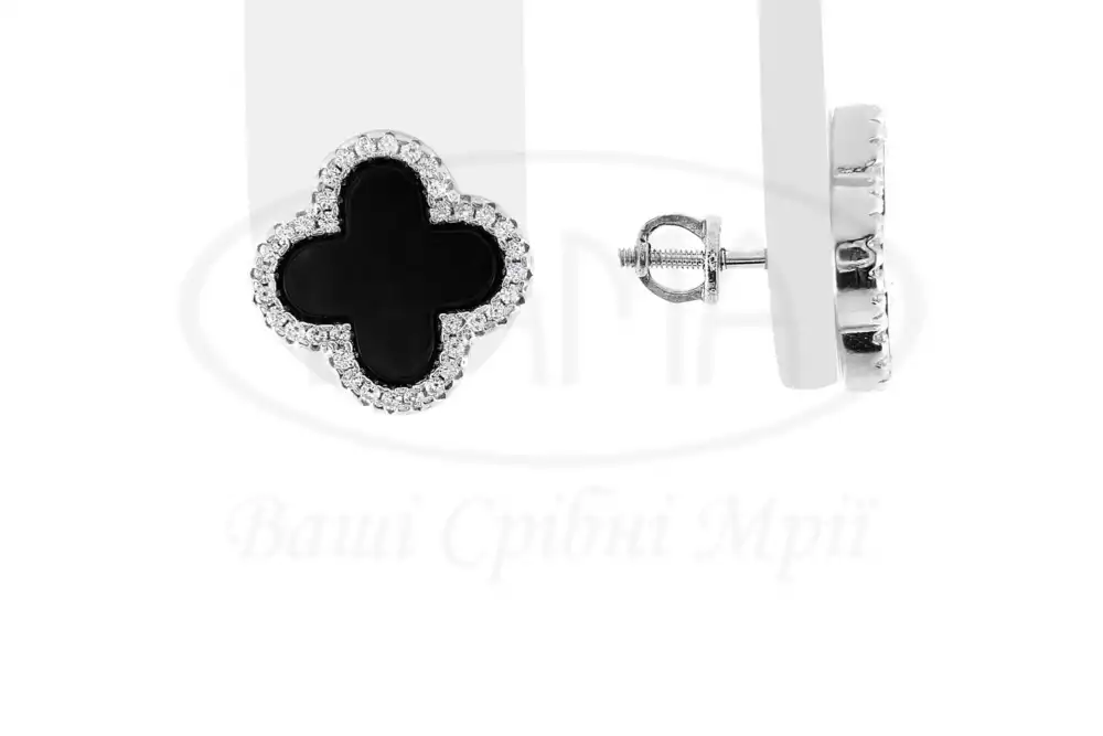 Срібні сережки з Оніксом фото 1