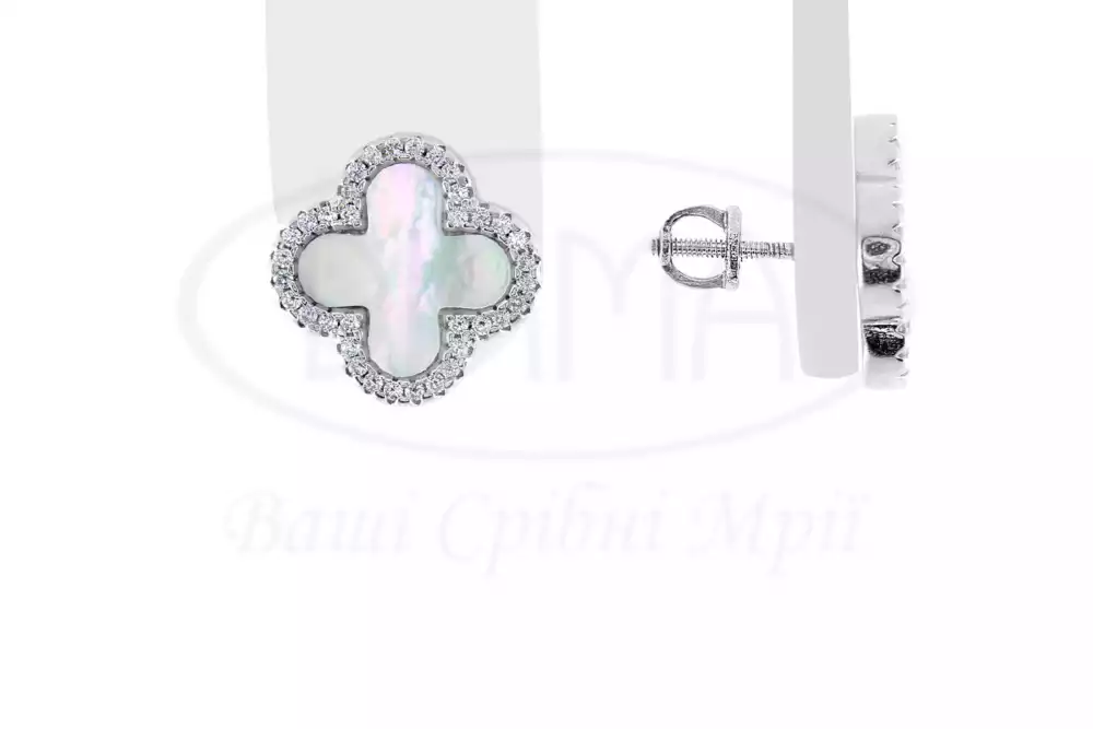 Срібні сережки з Перламутром фото 1