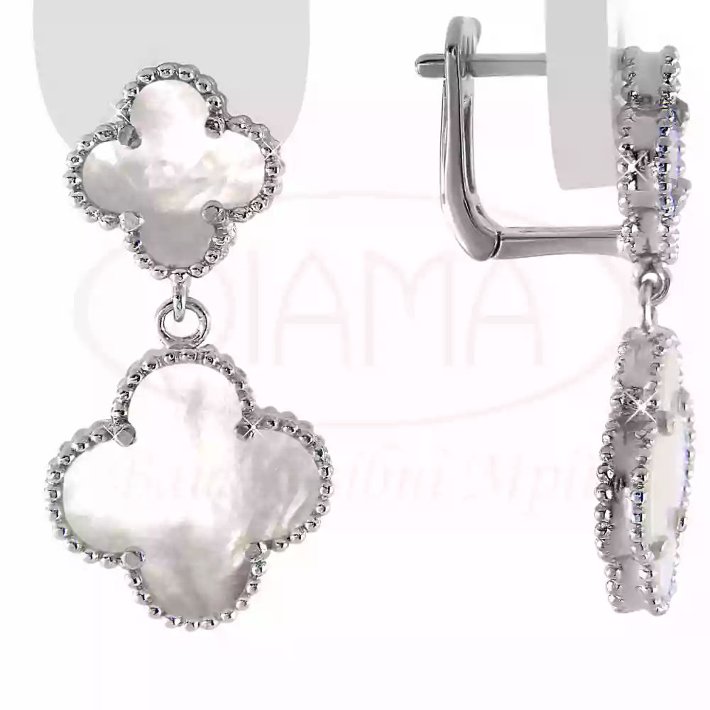 Сережки срібні 2 клевери фото 1