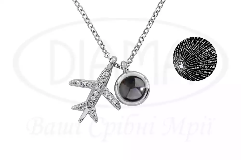 Срібне кольє "Літак" фото 2