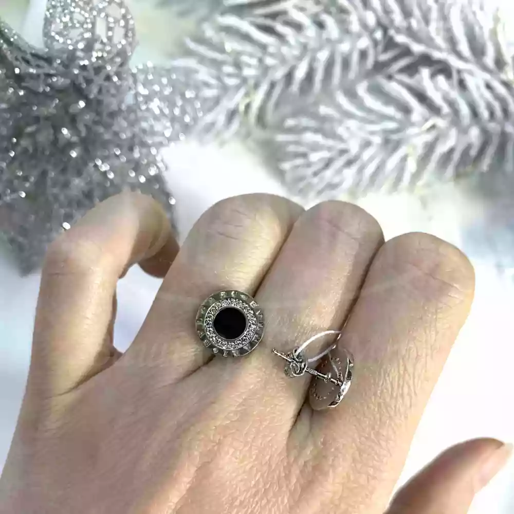 Срібні сережки з цирконом фото 2