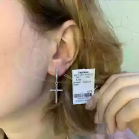 Срібні сережки "Хрест"