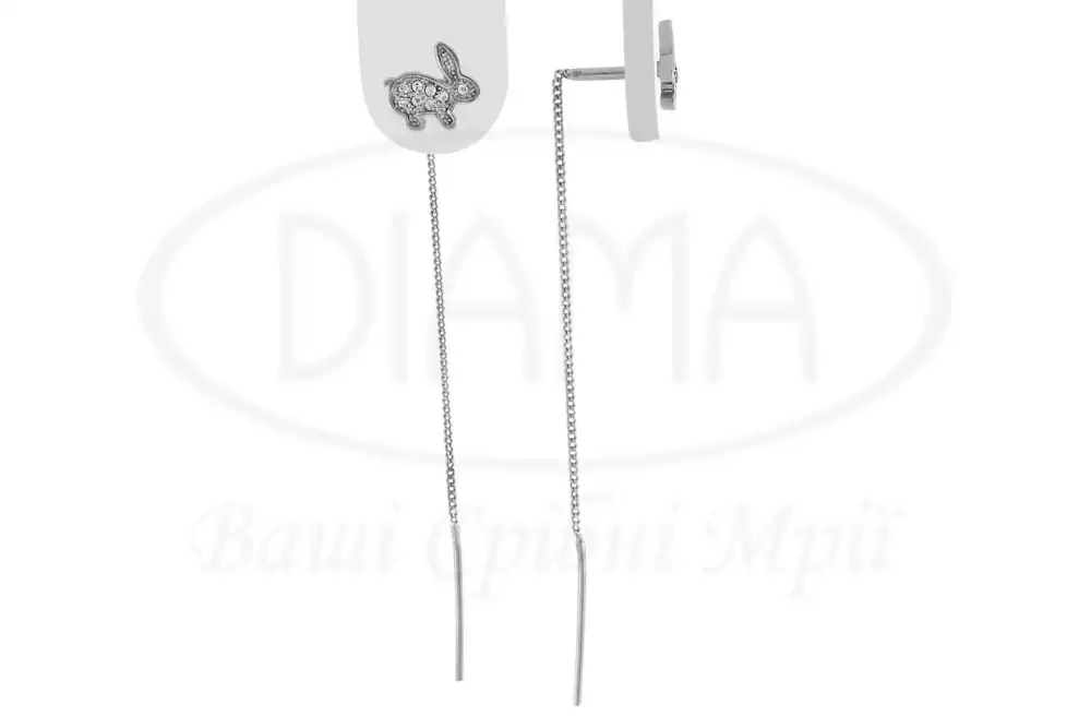 Срібні сережки "Кролик" фото 1
