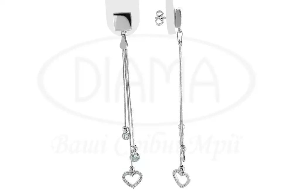 Срібні сережки "Серце" фото 1