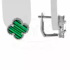 Сережки срібні з Малахітом