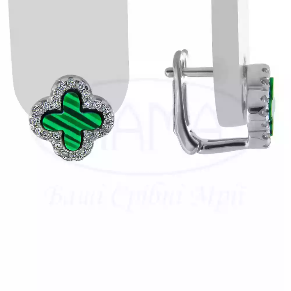 Сережки срібні з Малахітом фото 1