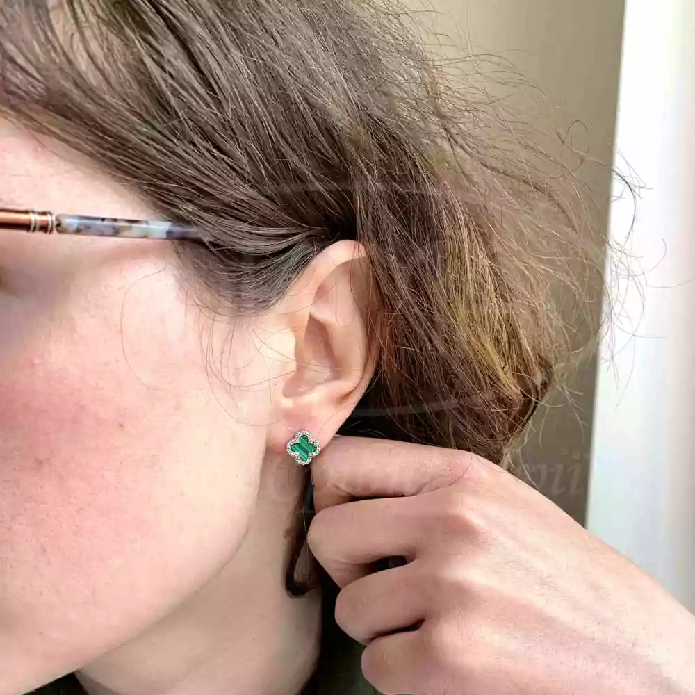 Сережки срібні з Малахітом фото 2