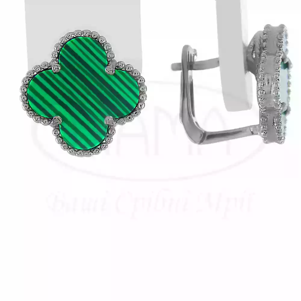 Сережки срібні з Малахітом фото 1