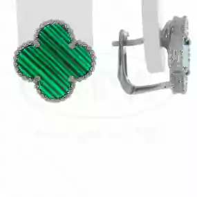 Сережки срібні з Малахітом
