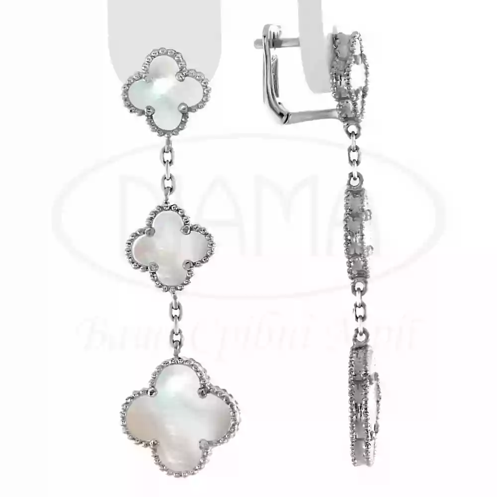Сережки срібні з трьома клеверами фото 1