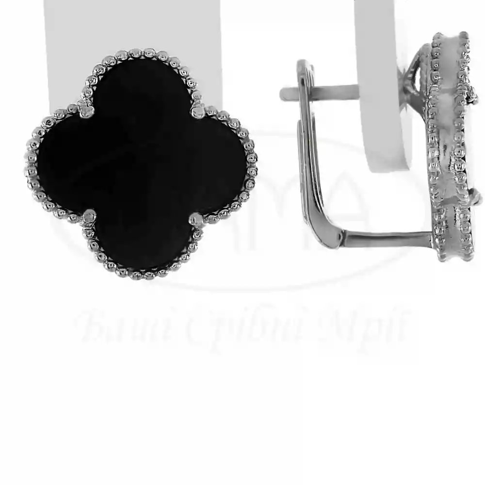 Срібні сережки з Оніксом фото 1