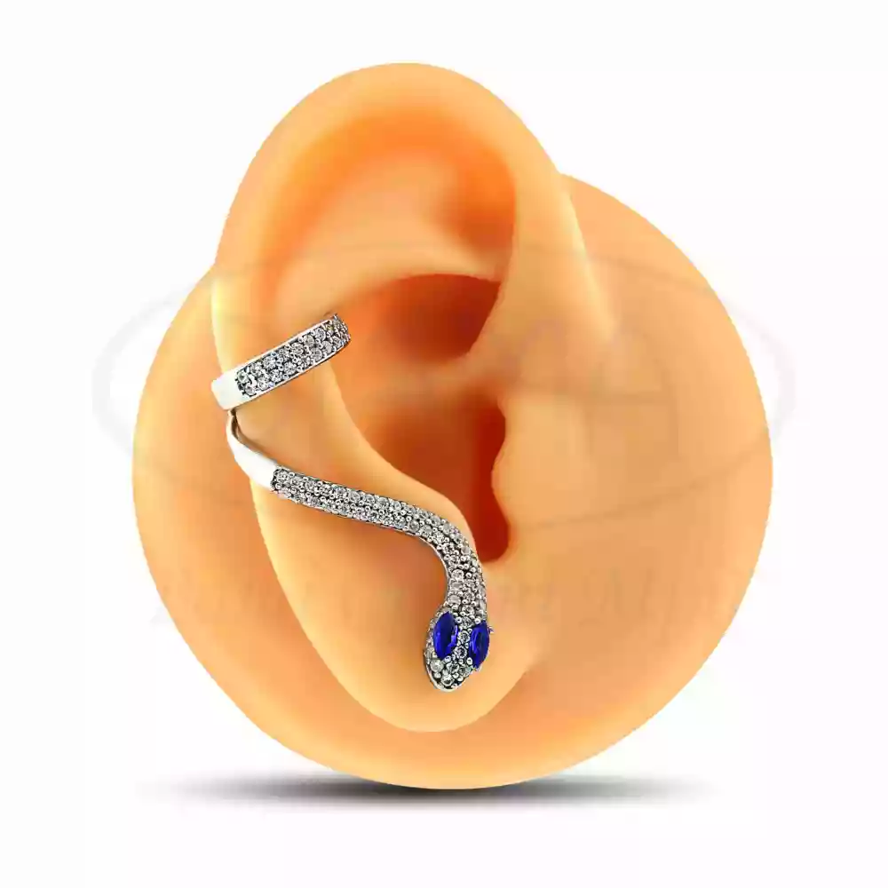 Срібна сережка Змія фото 1